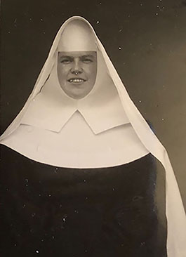 Sr. Alice as a novice or non-in-training in the novitiate of the Sisters of Mercy.